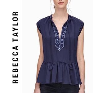 NWT Rebecca Taylor Sleeveless Embroidered Top